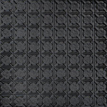FROM PLAIN TO BEAUTIFUL IN HOURS Chain Mail 2 ft. x 2 ft.  Tin Style Nail Up Ceiling Tile in Satin Black (48 sq. ft./case), 12PK SKPC234-bk-24x24-N-12